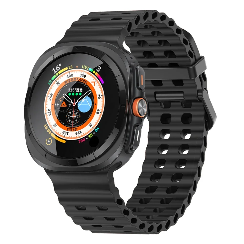 Силиконовый спортивный ремешок для Samsung Galaxy Watch Ultra 47 мм, дышащий ремешок-петля для Galaxy 47 мм, ультра без зазоров, браслет с изогнутым концом