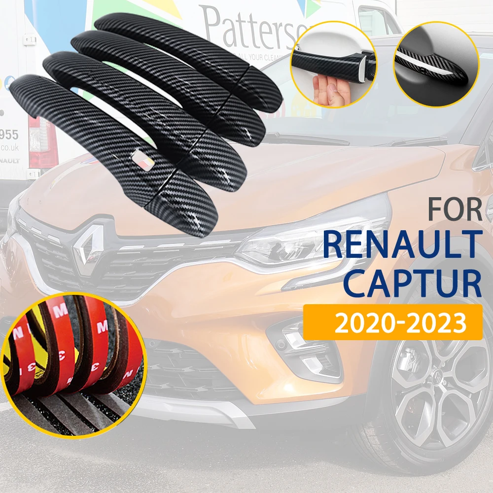 

4 шт. для Renault Captur 2020 ~ 2023 аксессуары 2021 2022 черная ручка из углеродного волокна или хромированная боковая дверная накладка набор отделки Стайлинг автомобиля