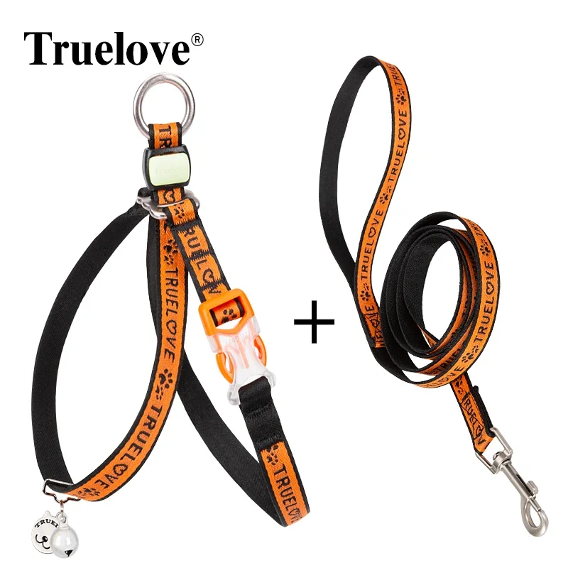 Truelove Pet Cat Harness Leash Suit Jacquard Pattern Webbing with Reflective Bells TLH3911