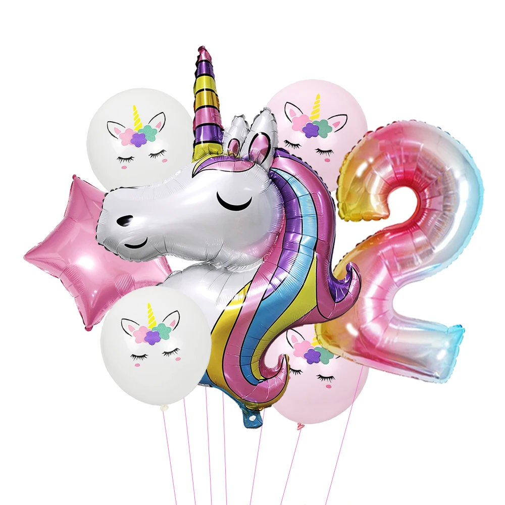 Einhorn Party Luftballons Nummer Folie Luftballons 1 2 3 4 Jahre Einhorn Geburtstags feier Dekoration Regenbogen Einhorn Luftballons Baby party – Detail 3