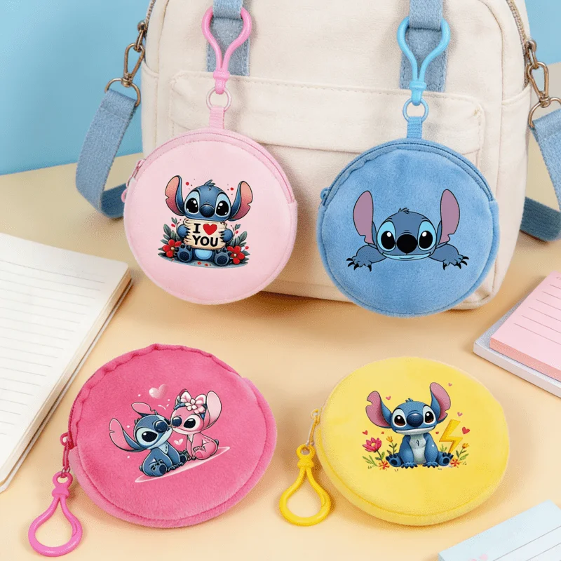 1 cartera Disney Stitch, linda bolsa, monedero rosa, mini monedero de almacenamiento, perfecto para pequeños regalos, fiestas, regalos de peluche