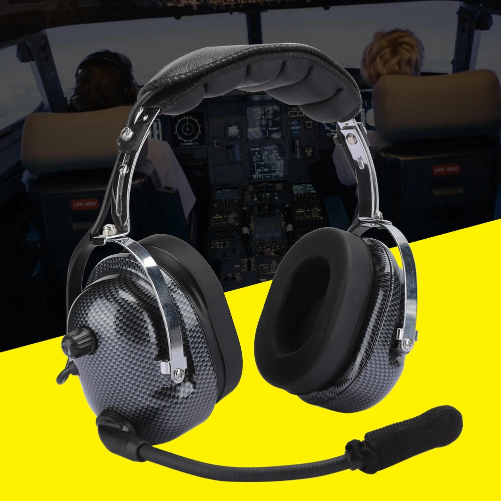 Aviation Noise Canceling Headset for BAOFENG Leather Ear Cushion Waterproof Racing Headphone with MIC Soft Noise Reduction
