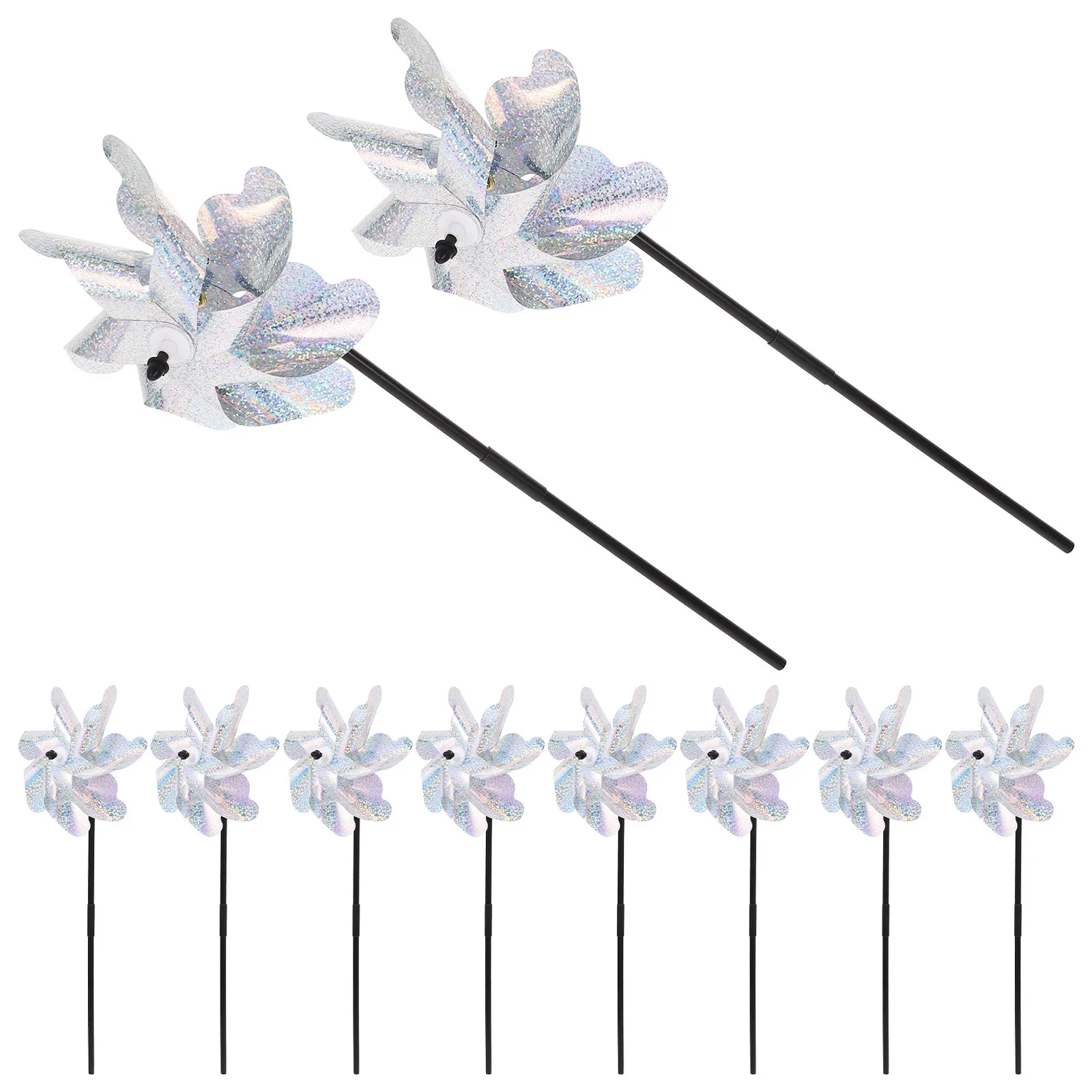 10Pcs Yard Spinner Bird Deterrent Reflective Sun-Activated Rotating Decor Farm Protection Large Area Pinwheel