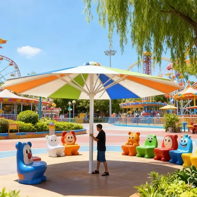 Commercial Extra Large LED Patio Umbrella Outdoor Sun Shade Waterproof UV Protection Market Parasol for Restaurant Terrace