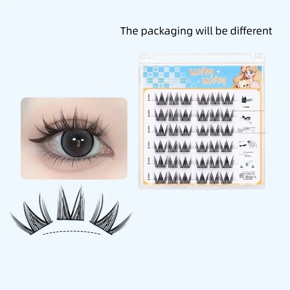 Clusters de cílios autoadesivos doces, faça você mesmo, maquiagem sem cola, cílios postiços reutilizáveis de longa duração, clusters de cílios postiços para mulheres/meninas