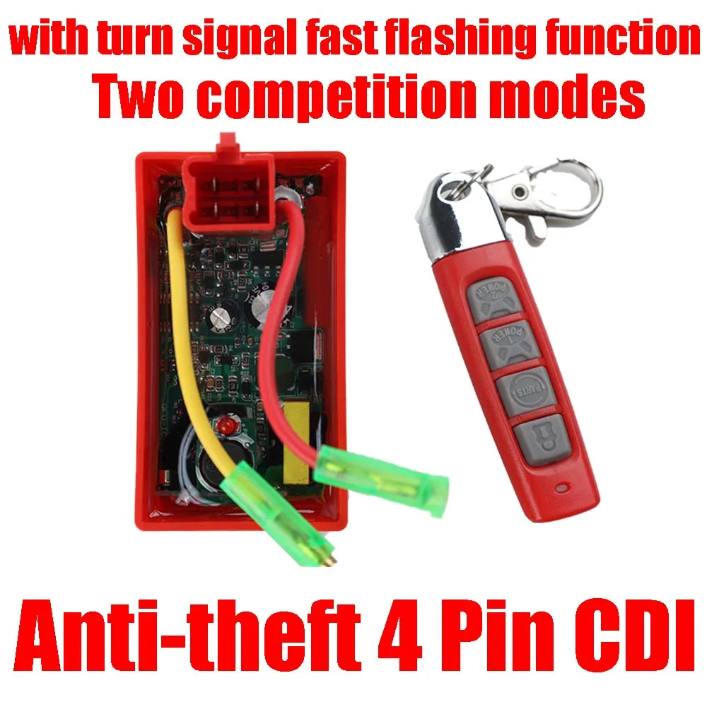 

Мотоциклетное противоугонное зажигание, 4-контактный CDI, функция вспышки указателя поворота для POP100 WAVE100 Racing YX140 YX160 AT110 C90 BIZ100