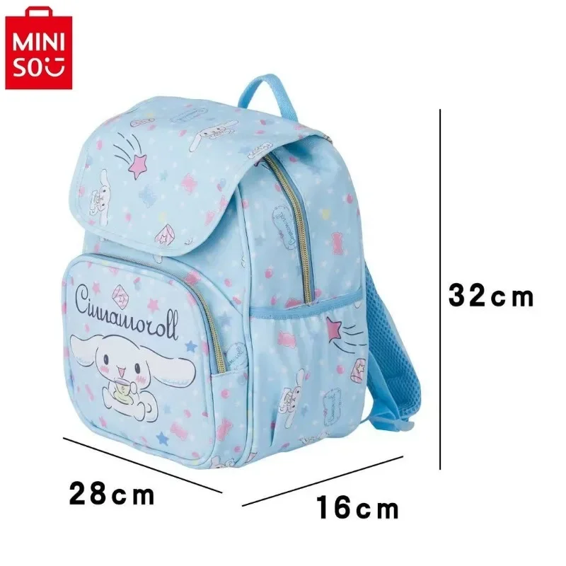 MINISO Kuromi-mochila con estampado de hello kitty, gran capacidad, multifuncional, cómoda correa para el hombro, moda para estudiantes