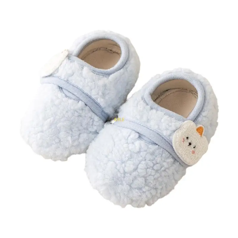 Sapatos bebê com padrão animal desenho animado, sapatos térmicos para bebês, solas macias, primeiros sapatos para