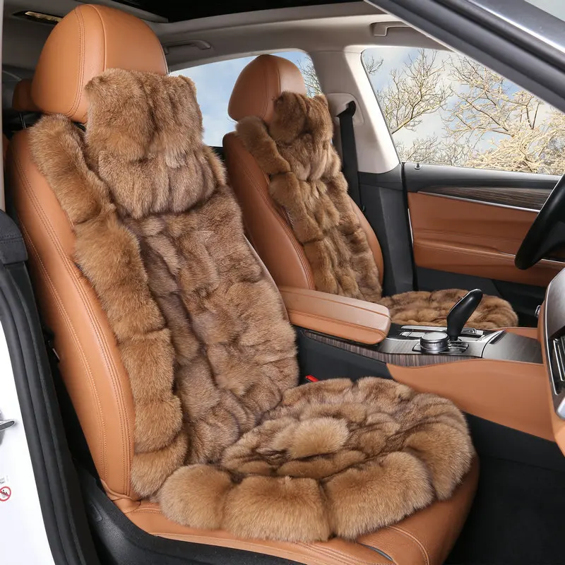 New Luxury Car Winter Fur Plush Seat Cushion Cover Thickened Warm Round Square Silicone Anti-skid Cushion Women\'s Car Interior