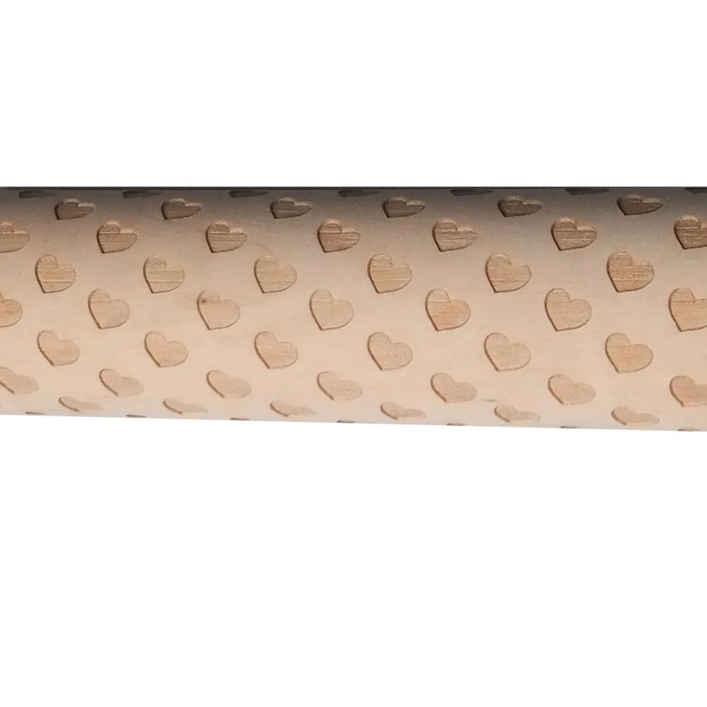 

Premium Wood Rolling Pin Love Pattern Embossing Ideal for Baking Professional Cake Shop Gift Non Handle