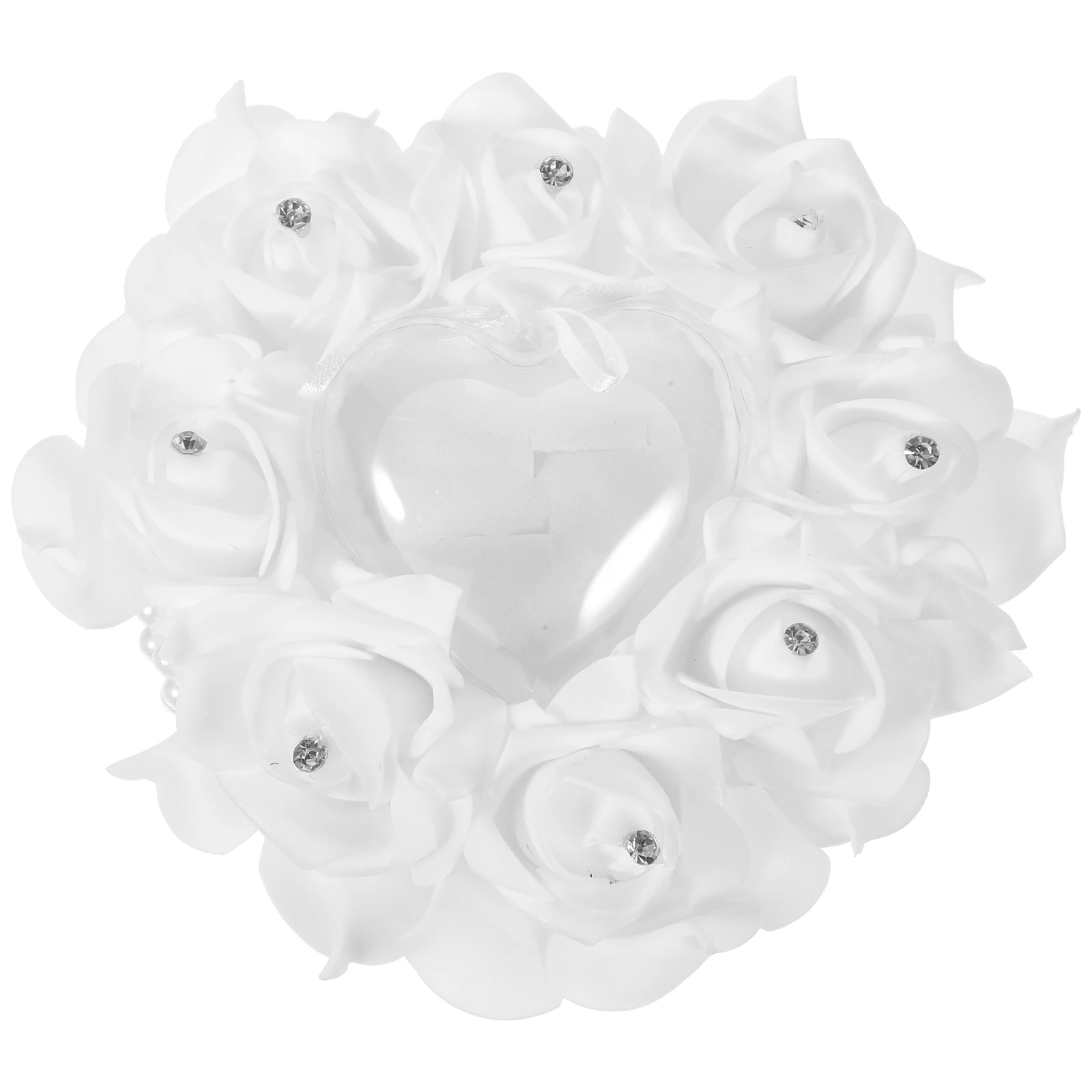 

1pc Pearl Rose Romantic Decor Wedding Wedding Ring Pillow Party Lace Cushion Party Ring Case Soft wedding ring pillow case