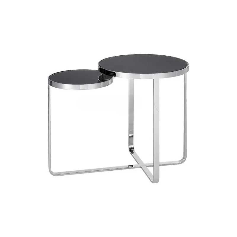 

X0 Simple creative glass edge few bedrooms, living room round stainless steel modern sofa round corner few