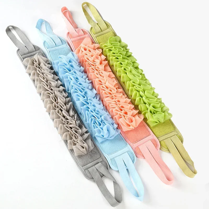 

2 In 1 Shower Exfoliating Back Scrubber Bath Belt Towel Deep Mud Clean Korean Body Washcloth Japanese Rear Scrub Pull Strap Tool