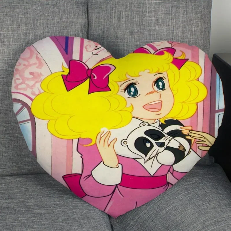 Custom Anime Candy Candy Pillow Case fodera per cuscino con cerniera a forma di cuore Soft No Fade federe per cuscini tessili per la casa decorativi