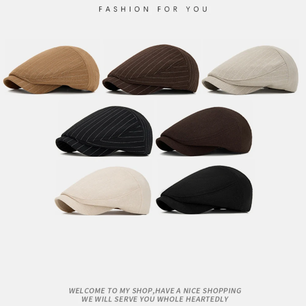 HT5053 Baskenmützen Frühling Herbst Kappe für Herren Damen Retro Künstler Maler Gestreifte Baskenmütze Herren Damen Ivy Flat Cap Bestseller Baskenmütze – Detail 1