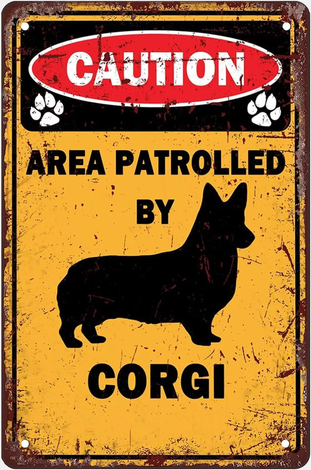 Area Patrolled By Corgi Sign Gifts for Lovers Dog Metal Tin Signs Wall Art Poster Yard Decor Gift Women Men  Plaque