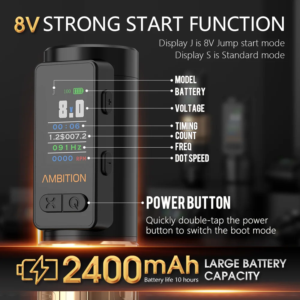 Ambition Soldier Max Wireless Tattoo Machine Pen Coreless Motor
