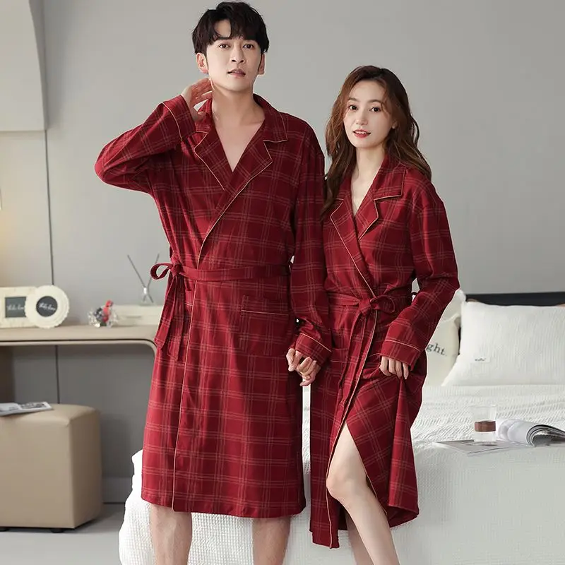 

Осень 202, большие размеры, хлопковые кимоно с длинными рукавами для пар, одежда для сна, халат, мужской банный халат, домашняя одежда, домашняя одежда