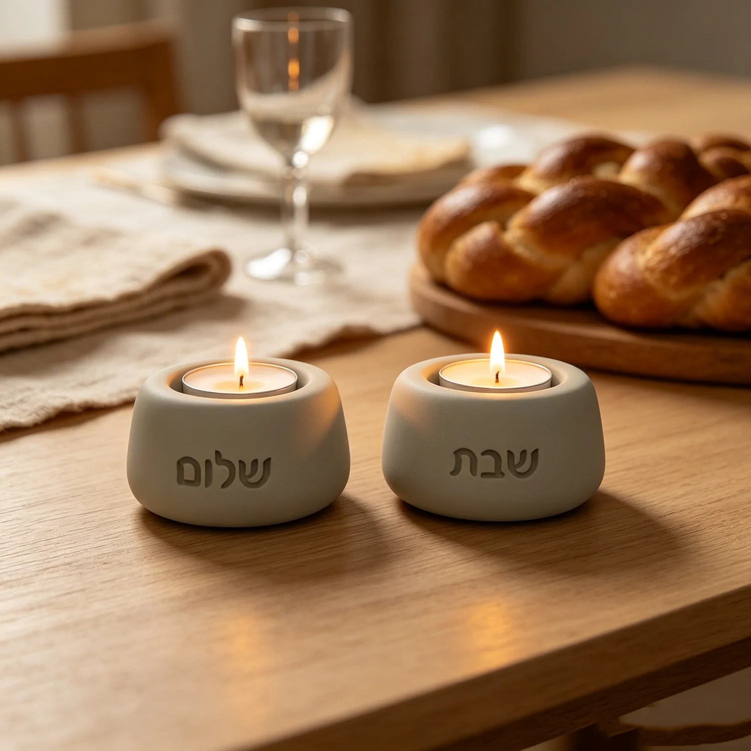 Silikonform für Shabbat Shalom Kerzenhalter in verschiedenen Formen, Zement-Gips-Kerzenhalter, Silikonform, Judaica, Sabbat – Detail 2