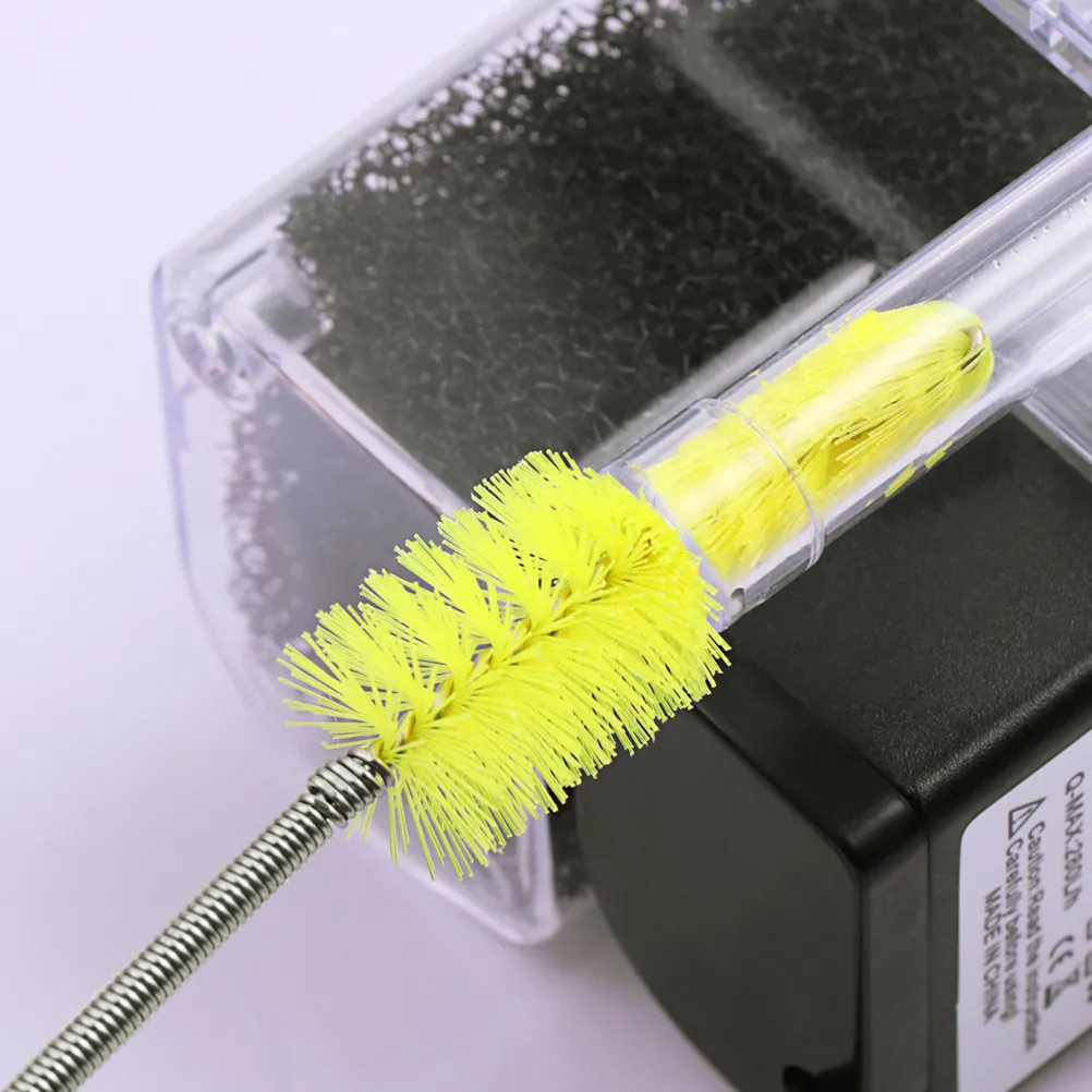 2Pcs Water Pipe Cleaning Brush Stainless Steel Handle Spring Brush for Aquarium Fish Tank Filters Connector U-Shaped Inlet