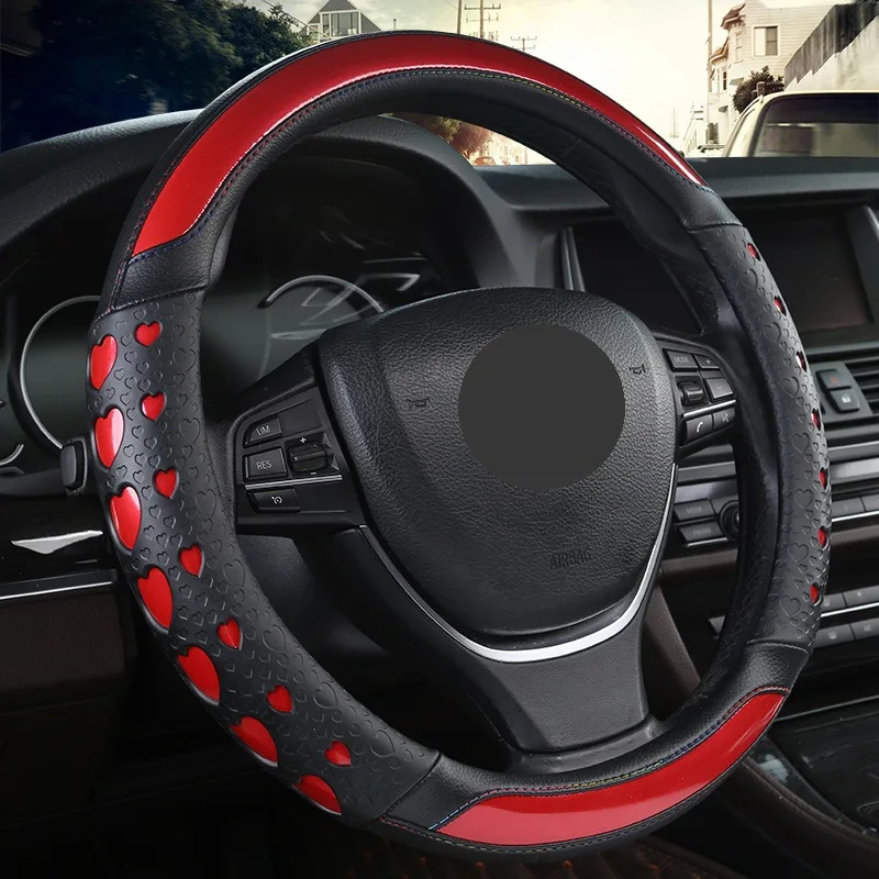 37-38CM Car Steering Wheel Cover Non-slip PU Leather for Toyota Corolla Camry Rav4 Auris Prius Yalis Avensis auto accessories