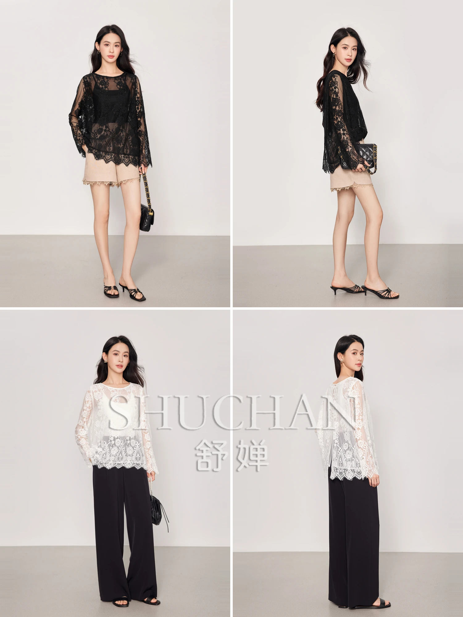 مثير الدانتيل جوفاء كاشفة الجلد، المألوف الفرنسية الياقة الخلفية الصدر طاقم الرقبة قميص 25 بلوزة الصيف والقميص #3