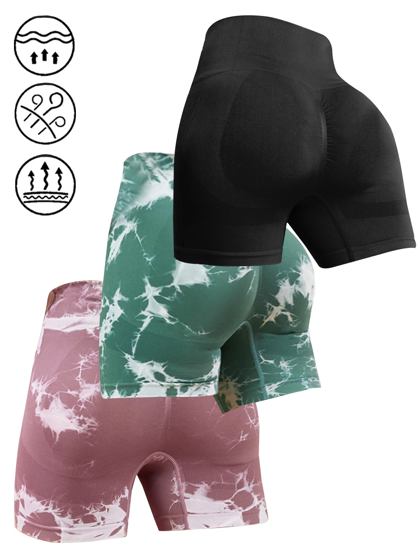 Woman Tie Dye Seamless Shorts Butt Lifting Fitness Tights High Waist Running Shorts Outdoors Summer Slim Elastic Shorts