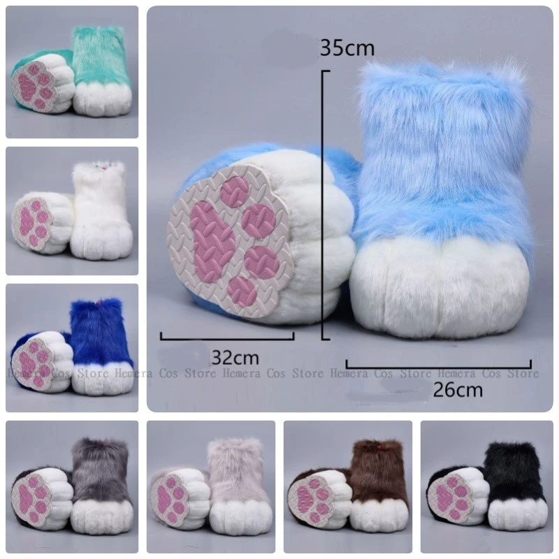 

Fursuit Cosplay Paws Shoes Accessories Furry Cosplay Bunny Cat Boots Cute Fluffy Animal Manga Party Cos Wearable Unisex Costume