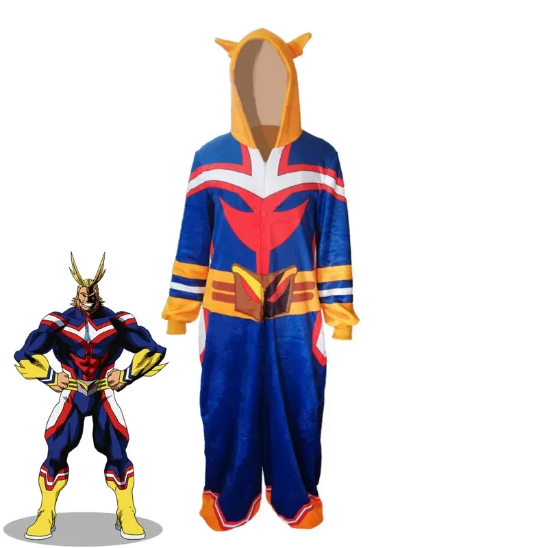 

Anime My Hero Academia All·Might Cosplay Costume Plush Fur Jumpsuits Hooded Pajamas Man Woman Kawaii Cute Loungewear Suit