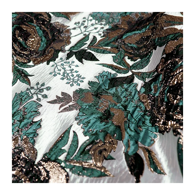 Cyan peony flower three-dimensional jacquard cloth handmade DIY homemade fashion fabrics palace style creative designer fabrics
