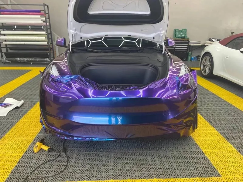 Sparkle Metallic Chameleon Vinyl Wrap Film Purple to Red Adhesive Decal Motorbike Car Wrapping Foil with Air Release