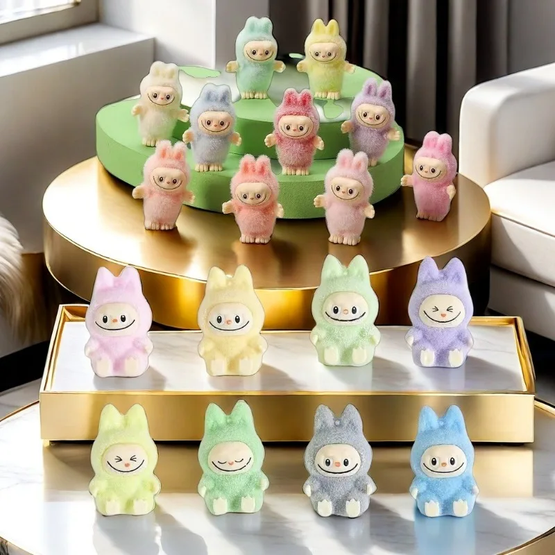 Cartoon Labubu Series Mini Flocking Exquisite Cute Doll Gift Diy Pendant Accessories Decoration Kawaii Toys Gift