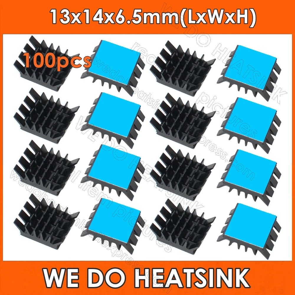 

WE DO HEATSINK 100pcs 13x14x6.5mm Black Aluminum VGA Card Xbox360 PS DDR RAM Memory Cooler Black Heatsink With Thermal Pad