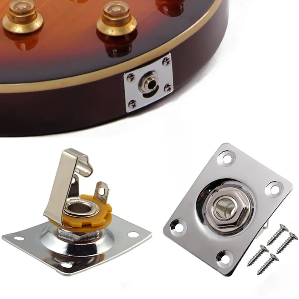 

Square Metal 1/4" Output Jack Plate – Input Jack Socket for Electric Guitar & Bass Output Jack Mounting Plate