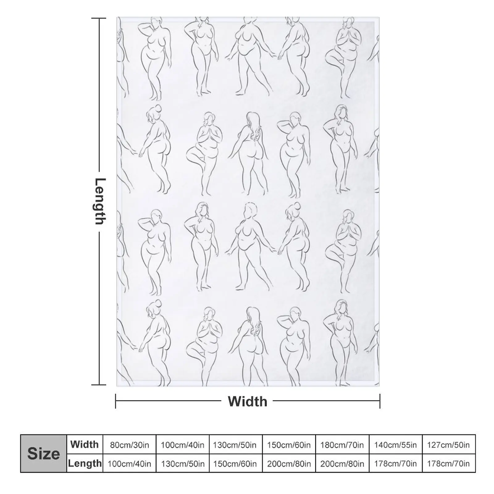 Body positive artwork line art minimalist nude line drawings from Bopo Watercolour Throw Blanket Decorative Beds Sofas Blankets