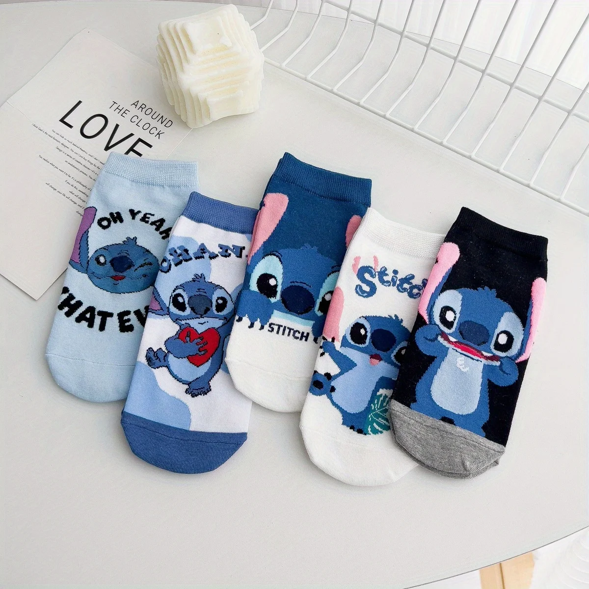 

5 pairs Blue Cute Monster Cute Girls Boys Socks - Cute Breathable, moisture wwling - Suitable for fashion-forward girls