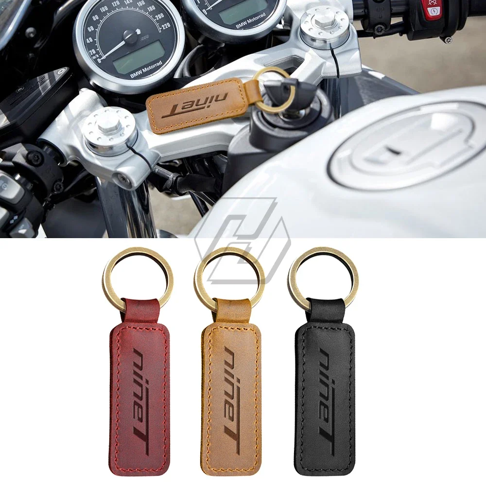 Motorcycle Keychain Motocross Cowhide Key Ring Fits for BMW Motorrad R Nine T Pure Nine-T