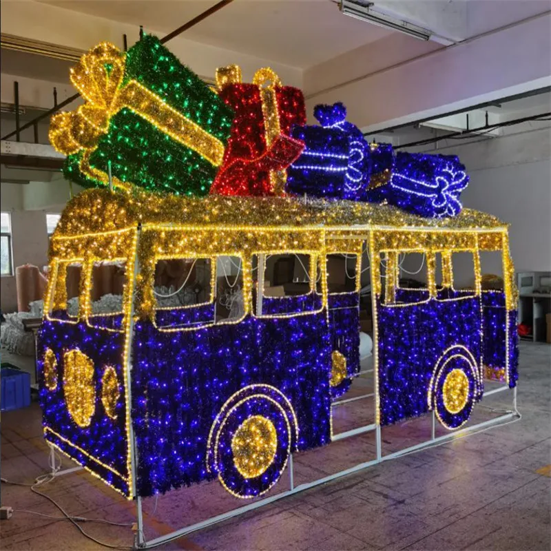 Outdoor Festive Christmas Transportation Car Train Airplane Light Emitting Diode Decoration Neon Flexible Pattern