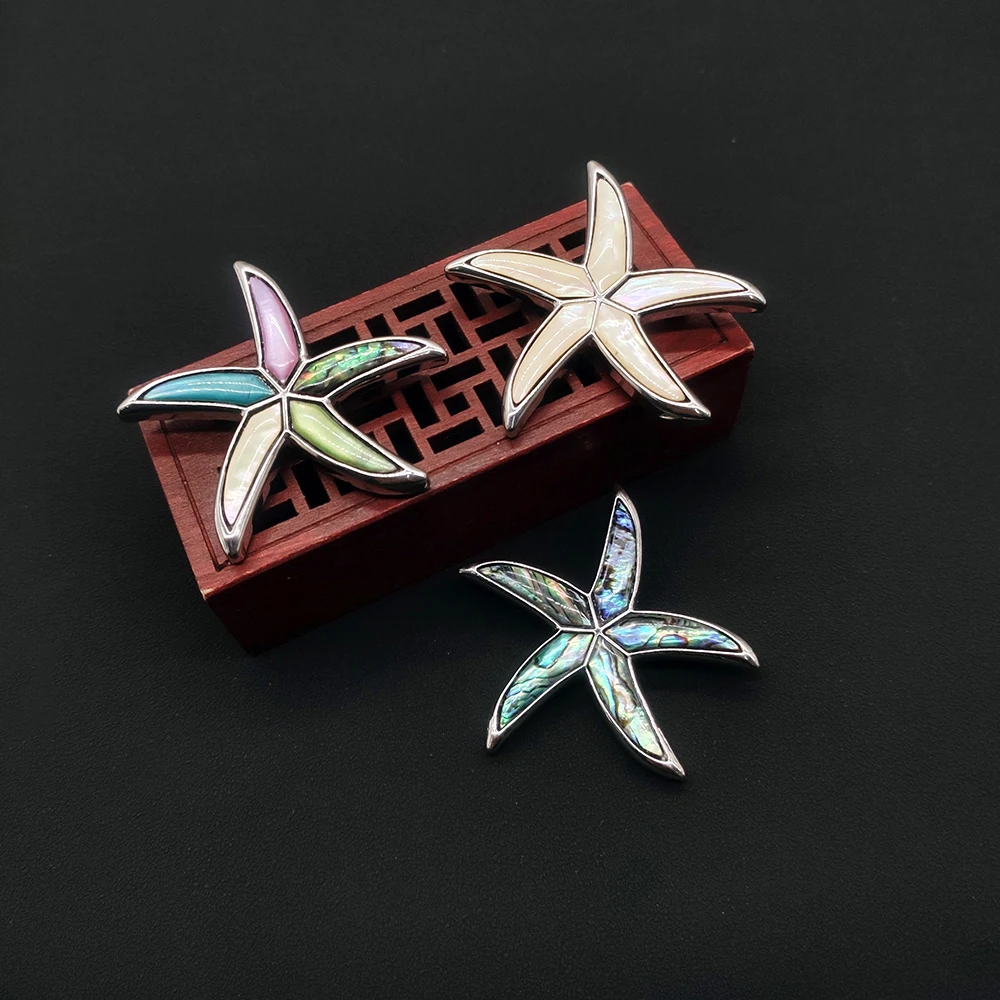 Natural Mother of Pearl Shell Starfish Brooches Pins Jewelry Abalone Shells Brooch for Women Girl Wedding Banquet Party Gifts