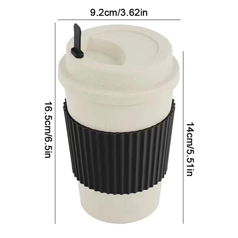 Taza de viaje portátil con tapa, taza de café de paja de trigo reutilizable, anticaída con funda antideslizante, tazas para deportes, hogar, cocina, Bar