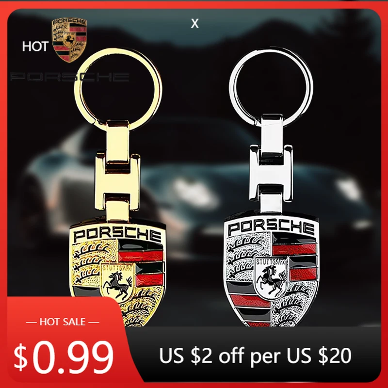 

Car Sticker For Porsche Cayman Cayenne 911 Macan Car Emblem Keychain H Buckle Double-sided Key Ring For Porsche Cayenne Panamer