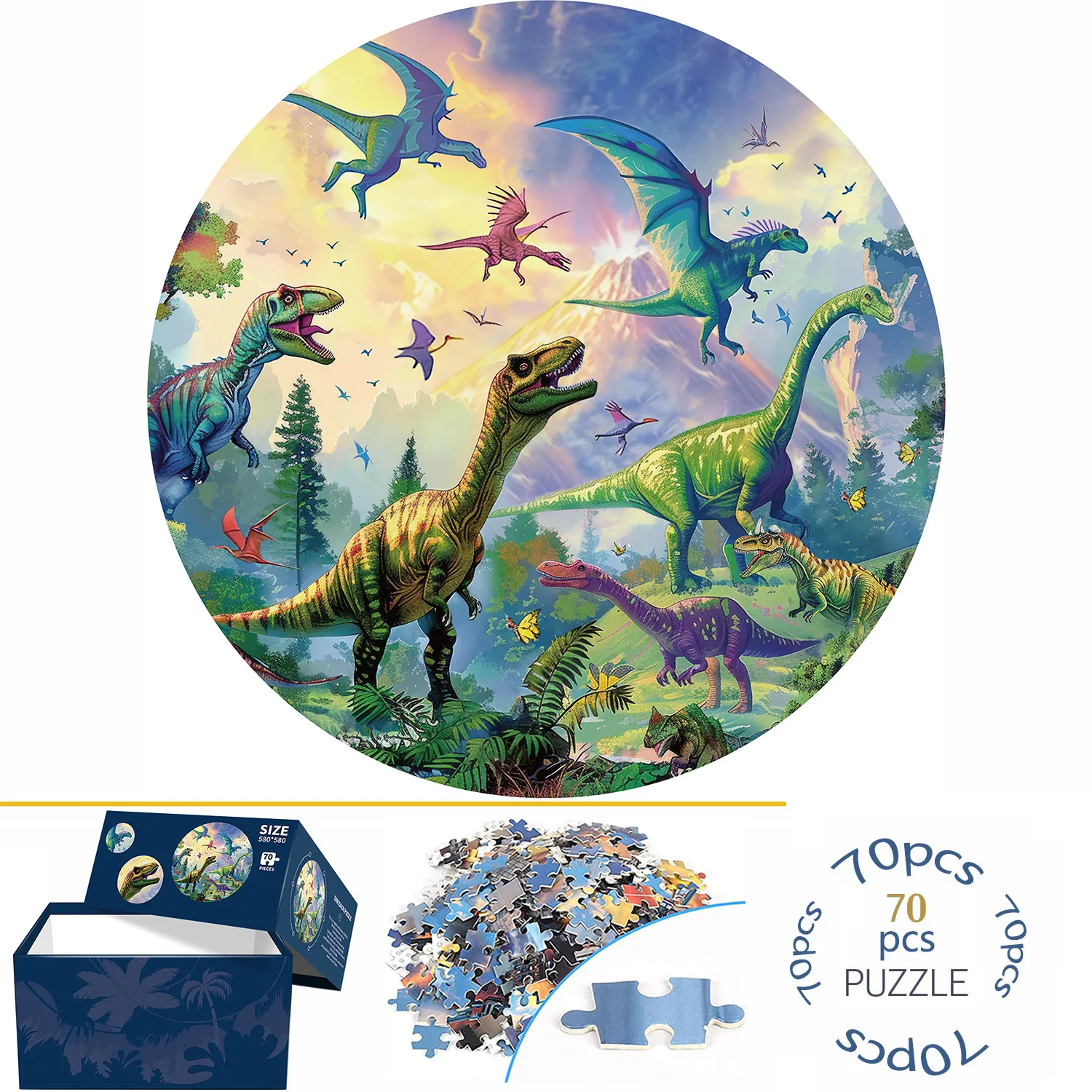 70 Pieces Dinosaur World Jigsaw Puzzles for Adults Home Decor Games Family Fun Floor Puzzles Educational Toys for Kids