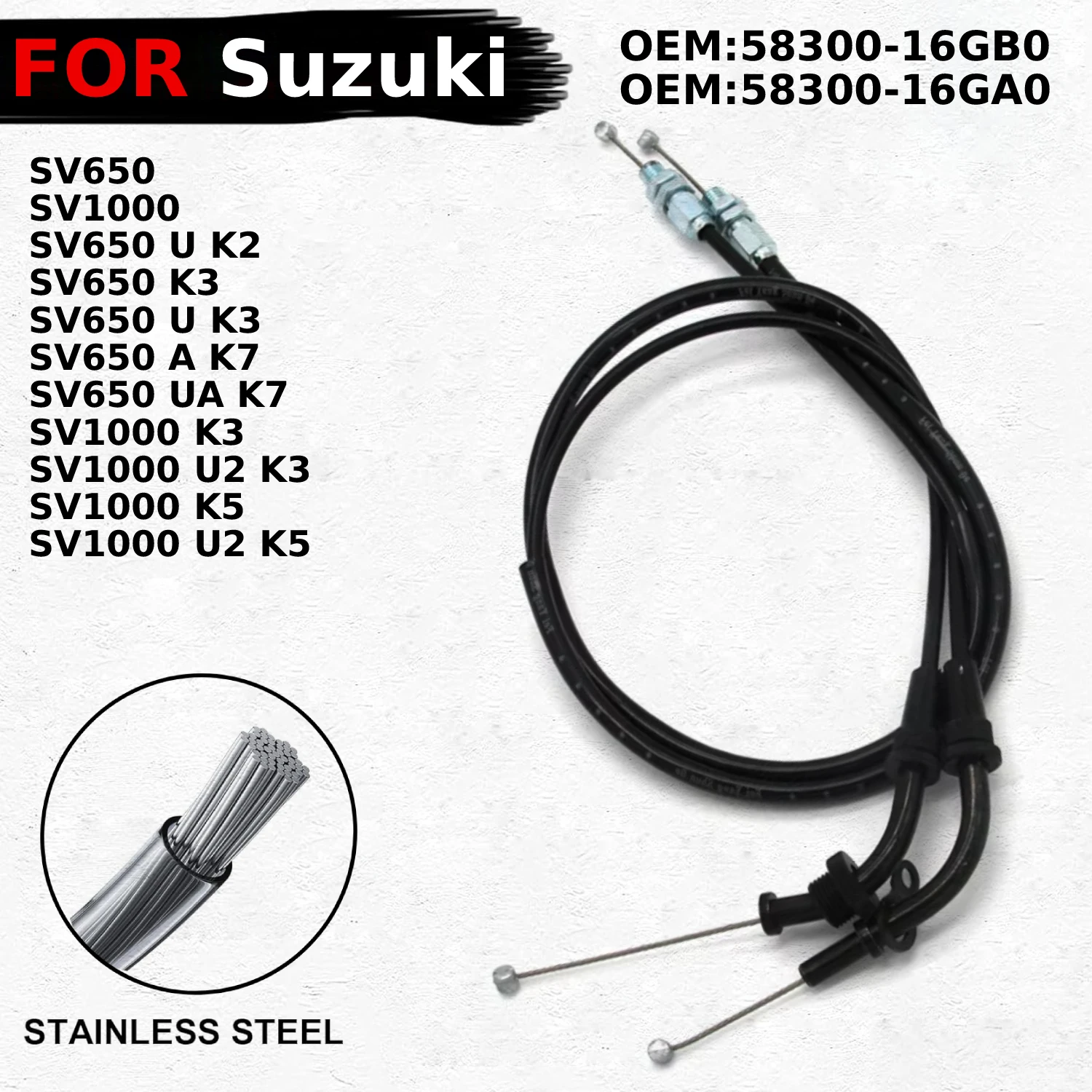

Motorcycle Push&Pull Throttle Cable Line Wires Scooter Acceleration For Suzuki SV650 SV1000 SV650 U K2 SV650 K3 SV1000 K3 Parts
