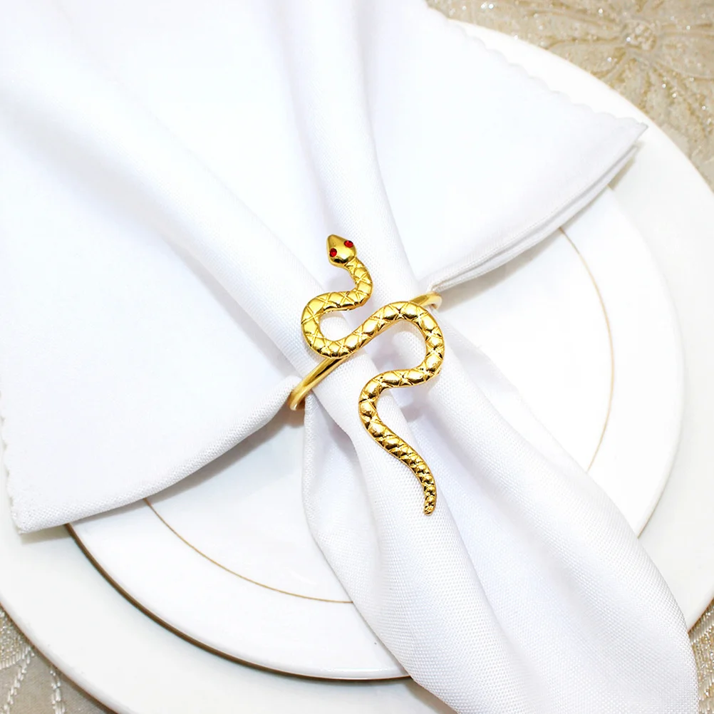 

6Pcs Snake Year Napkin Rings Metal Animal Serviette Holders Festive Tableware Holiday Party Lunar New Year Decor 2025