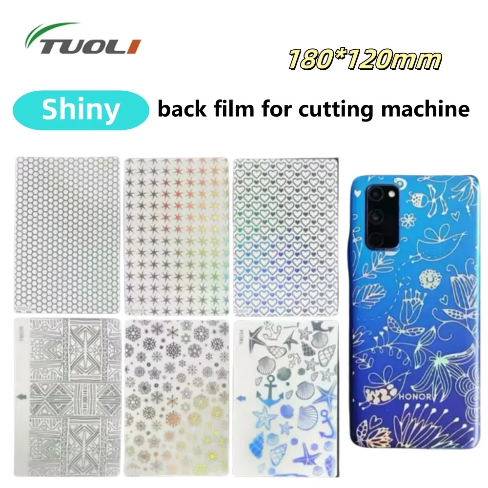 TUOLI 50pc 3D Transparent Laser Colorful Mobile Phone Skin Back Sticker for iPhone 16 Back Cover Protective Film Cutting Machine