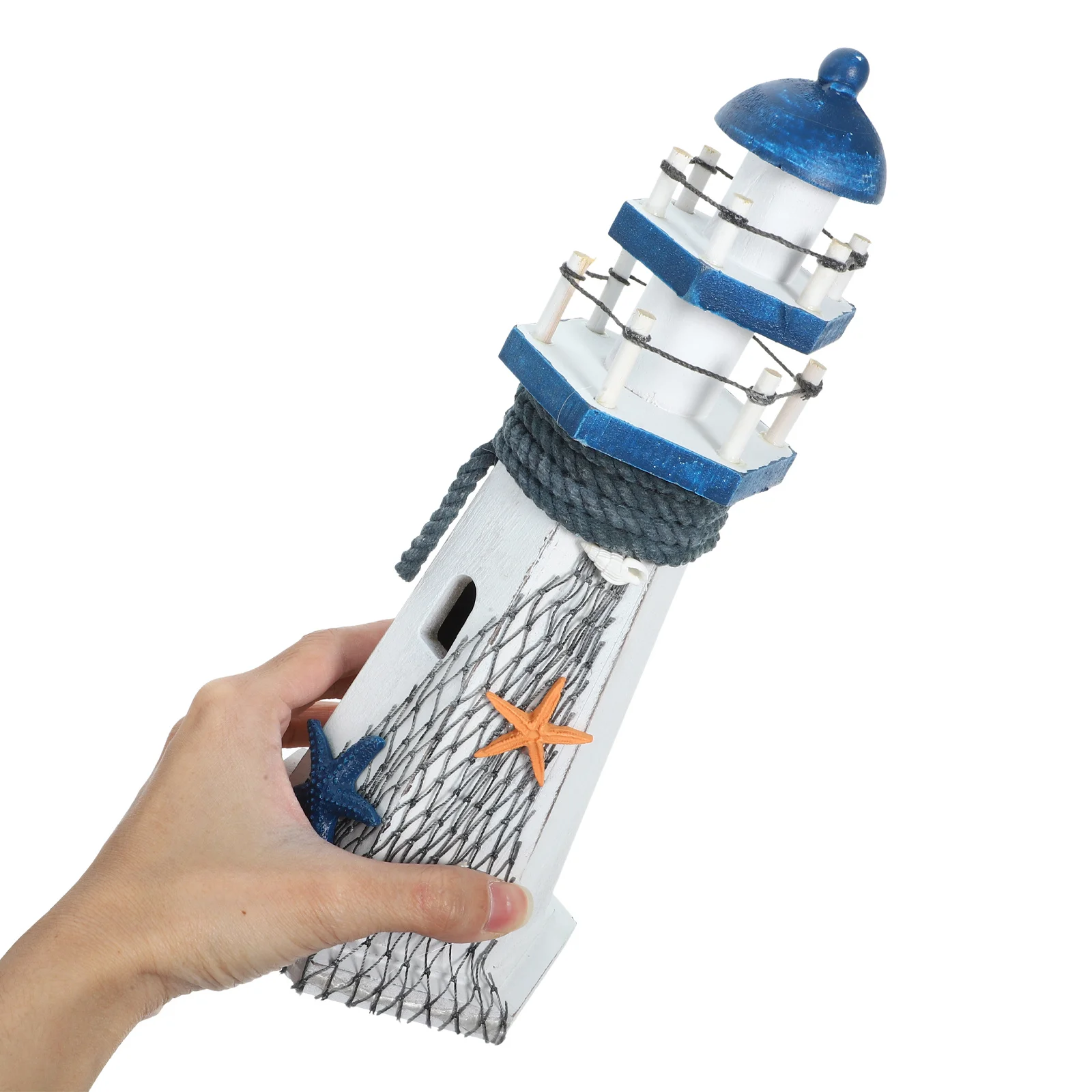 

Wooden Lighthouse Ornament Unique Mediterranean Style Home Decor Creative Nautical Craft Wooden Lighthouse