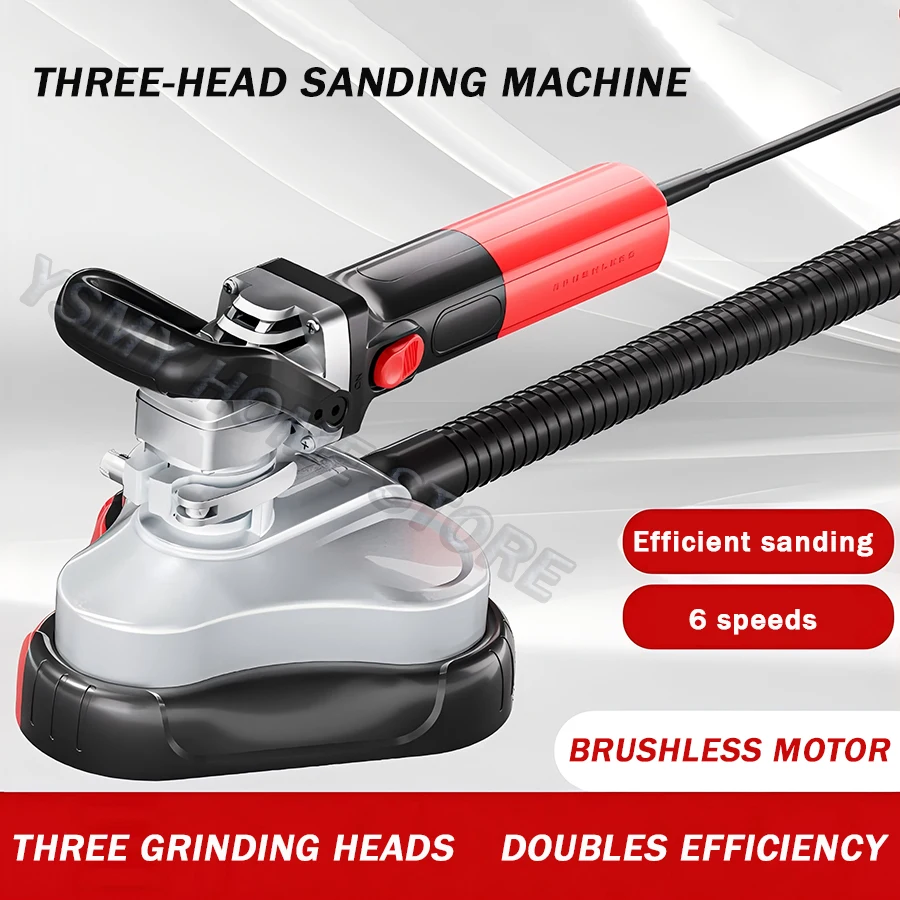 1980W Wall Grinding Machine Three head dustless concrete cement Handheld Polishing sanding Tool Brushless speed control 110/220V