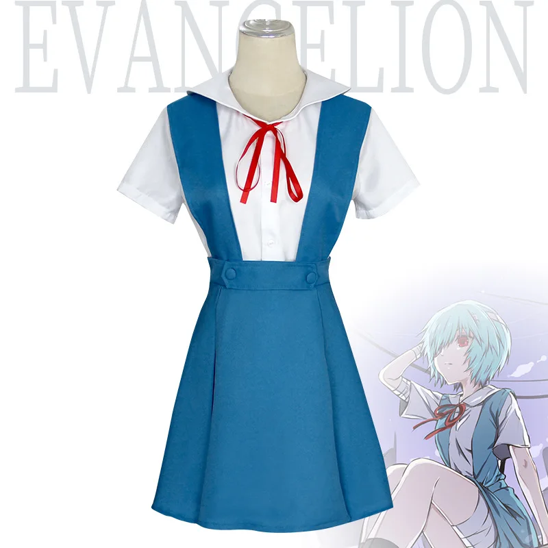 

Rei Ayanami Cosplay Costume Asuka Langley Soryu Cosplay Girl Women School Uniform Dresses Halloween Loli Clothing