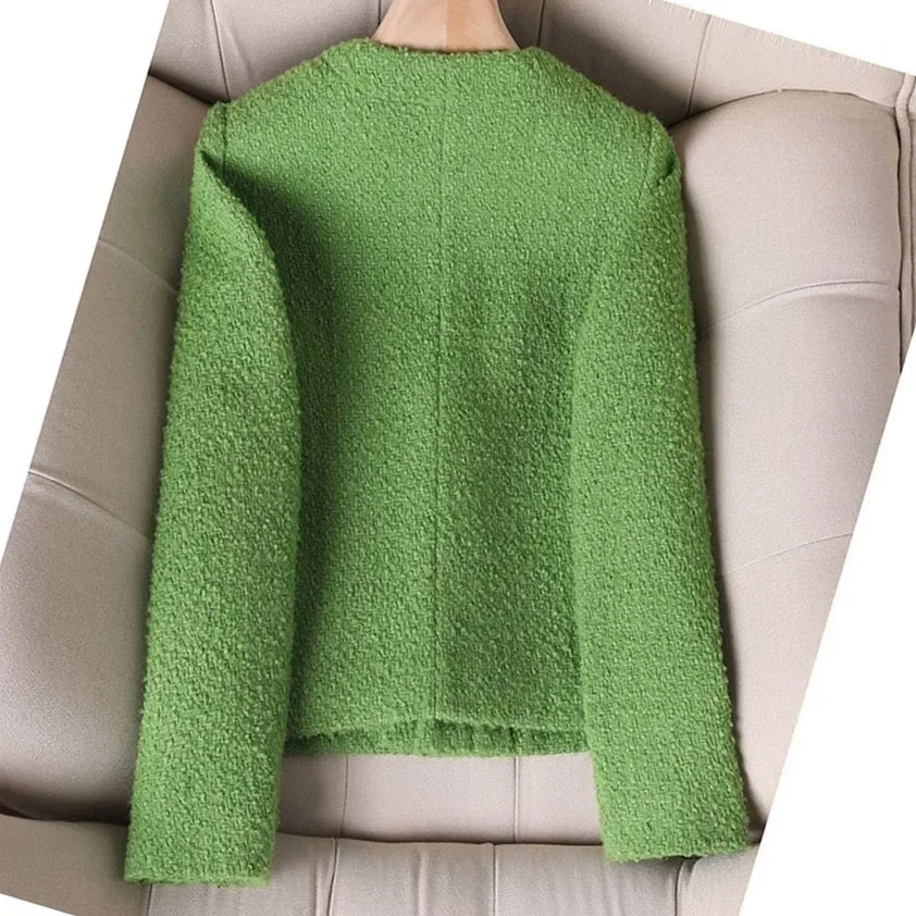 향기로운 트위드 재킷 여성 가을 겨울 2025 신상 루즈핏 패션 라운드넥 코트 여성 스몰 향기 재킷 아우터 탑