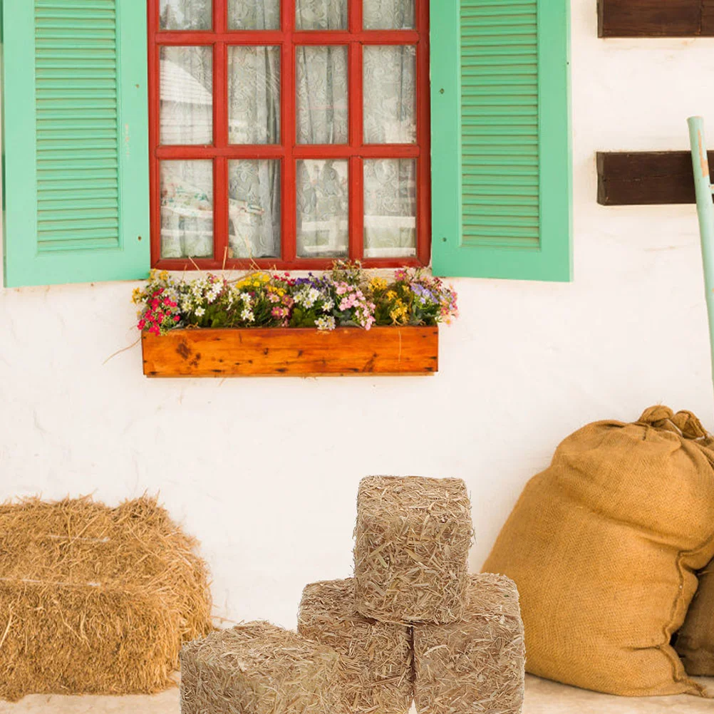 

4/8/12pcs Mini Hay Bales Rustic Miniature Farm Haystack Stackable Fake Hay Blocks Dollhouse Decoration